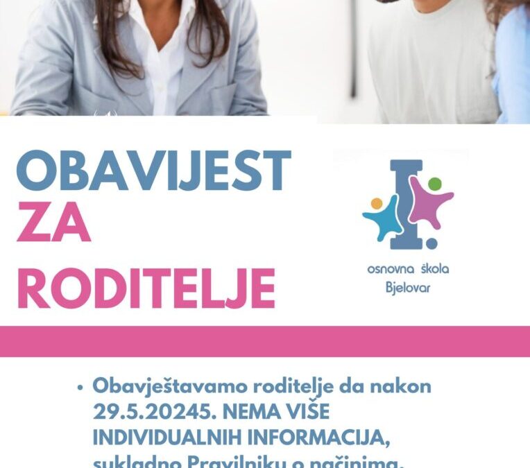 Obavijest za roditelje