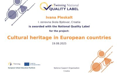Nacionalna oznaka kvalitete za eTwinning projekt “Cultural heritage in European countries”